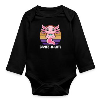 Gambling, Animals, Games-O-Lotl, Video Games, Kids - Organic Longsleeve Baby Bodysuit - black - Front