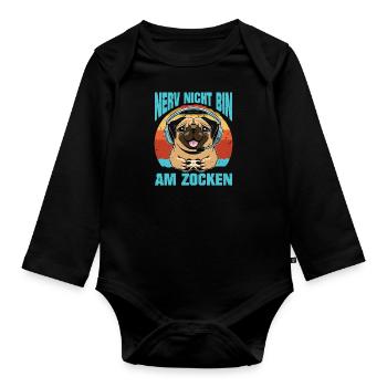 Gaming Hund Nerv nicht bin am Zocken Videospiel - Baby Bio-Langarm-Body - Schwarz - Vorne