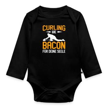 Jouer au curling comme du bacon pour votre âme Joueur de curling - Body Bébé bio manches longues - noir - Devant