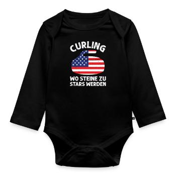 Curling Amerika Wo Steine zu Stars werden - Baby Bio-Langarm-Body - Schwarz - Vorne