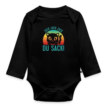 Gaming Katze Zack Zack Du Sack! Videospieler - Baby Bio-Langarm-Body - Schwarz - Vorne