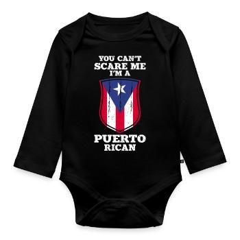 Puerto Rico | Puerto Ricaner Flagge Geschenkideen - Baby Bio-Langarm-Body - Schwarz - Vorne