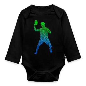 Discgolf Sport Disc Golf Scheibe Jungen Discgolfer - Baby Bio-Langarm-Body - Schwarz - Vorne