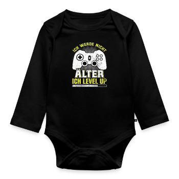 Retro Gamer Werde nicht Älter Ich Levels Up - Baby Bio-Langarm-Body - Schwarz - Vorne