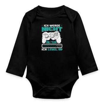 Gamer Ich Werde nicht Älter Ich Level mich Up - Baby Bio-Langarm-Body - Schwarz - Vorne
