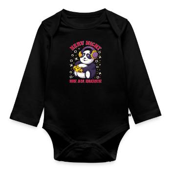 Gaming Panda Nerv Nicht Bin am Zocken Videospiel - Baby Bio-Langarm-Body - Schwarz - Vorne