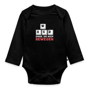 Zocken PC WASD Dinge die mich Bewegen Zocker - Baby Bio-Langarm-Body - Schwarz - Vorne