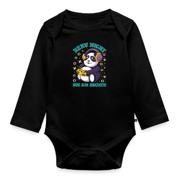 Gaming Panda Nerv Nicht Bin am Zocken Videospiel - Baby Bio-Langarm-Body - Schwarz - Vorne