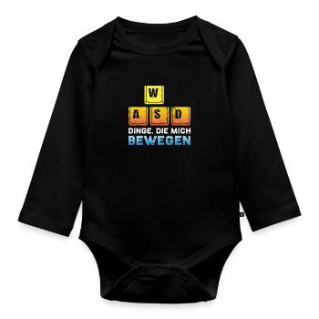 Zocken PC WASD Dinge die mich Bewegen Zocker - Baby Bio-Langarm-Body - Schwarz - Vorne