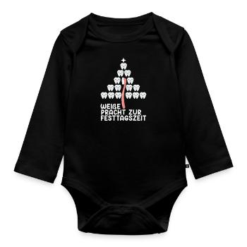 Zahnpflege Weiße Pracht zur Festtagszeit - Baby Bio-Langarm-Body - Schwarz - Vorne