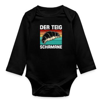 Bäcker Der Teig Schamane Backfans Backen - Baby Bio-Langarm-Body - Schwarz - Vorne