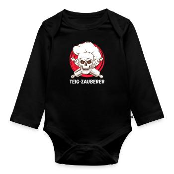 Teig Zauberer Backfans Backen Teigflüsterer - Baby Bio-Langarm-Body - Schwarz - Vorne