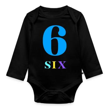 Six-6th Anniversary - Organic Longsleeve Baby Bodysuit - black - Front