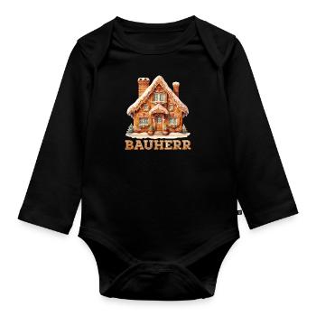 Lebkuchenhaus Bauherr Weihnachten Lebkuchengebäck - Baby Bio-Langarm-Body - Schwarz - Vorne