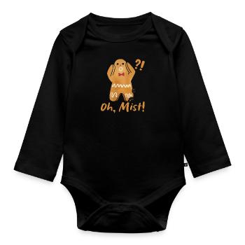 Lebkuchenmann Weihnachten Oh Snap! Plätzchen - Baby Bio-Langarm-Body - Schwarz - Vorne