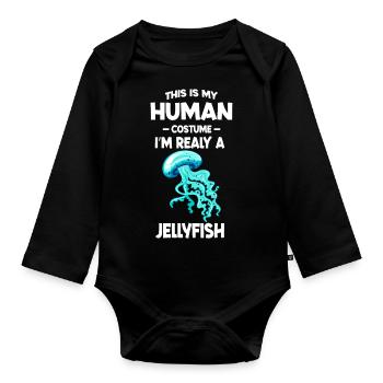 This is My Human Costume I'm Really A Jellyfish - Body Bébé bio manches longues - noir - Devant