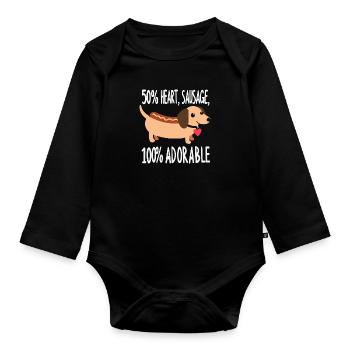 Amour teckel - Body Bébé bio manches longues - noir - Devant