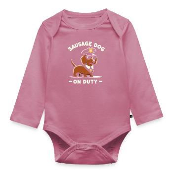 T-shirt du service de police teckel - Chien d’autorité - Body Bébé bio manches longues - mauve - Devant