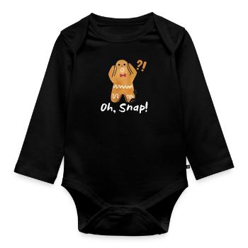 Lebkuchenmann Weihnachten Oh Snap! Plätzchen - Baby Bio-Langarm-Body - Schwarz - Vorne