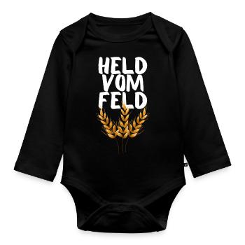 Held vom Feld - Baby Bio-Langarm-Body - Schwarz - Vorne