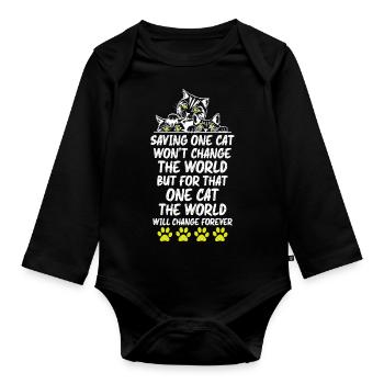 Cats Lover - Baby Bio-Langarm-Body - Schwarz - Vorne