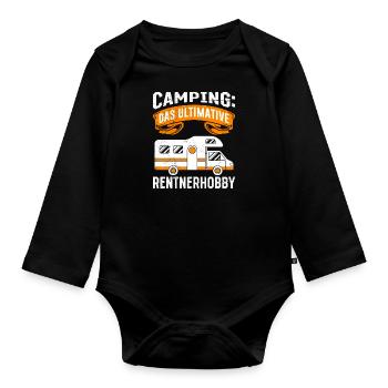 Camping: Das Ultimative Rentner Hobby Rente - Baby Bio-Langarm-Body - Schwarz - Vorne