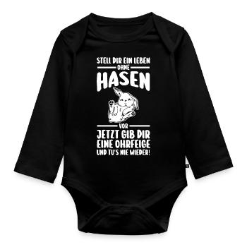 Kaninchen Hase - Baby Bio-Langarm-Body - Schwarz - Vorne