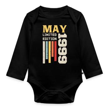 May 1999 - Birthday gift born in May 1999 May - Organic Longsleeve Baby Bodysuit - black - Front