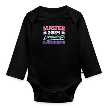 Master 2024 Lizenzierte Klugscheisserin Master's - Baby Bio-Langarm-Body - Schwarz - Vorne
