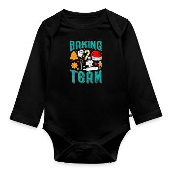 Baking Team Christmas Cookie Baking - Organic Longsleeve Baby Bodysuit - black - Front