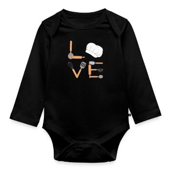 Baking Love LOVE Confectionery Baking Dough Confectioner - Organic Longsleeve Baby Bodysuit - black - Front