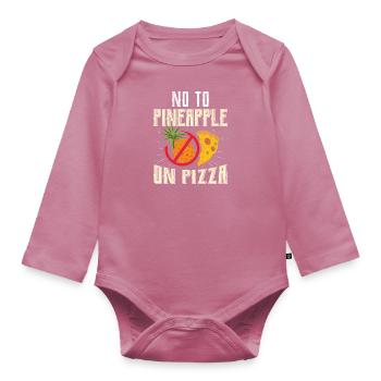 Pizzaïolo Pas d’ananas sur les amateurs de pâtisserie à pizza - Body Bébé bio manches longues - mauve - Devant