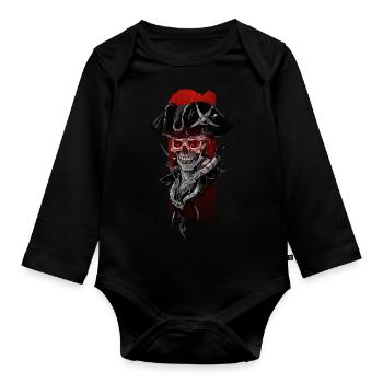 Crimson Gaze: Pirate's Bane - Organic Longsleeve Baby Bodysuit - black - Front