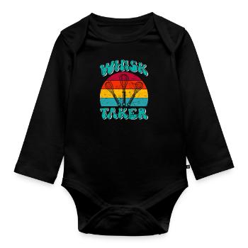 Bäcker Whisk Taker Backliebhaber Backen Teig - Baby Bio-Langarm-Body - Schwarz - Vorne