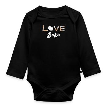 Love Bake Baking Love Dough Baking Lover - Organic Longsleeve Baby Bodysuit - black - Front
