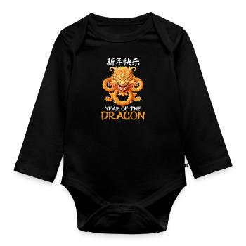 Year of the Dragon Chinese New Year - Organic Longsleeve Baby Bodysuit - black - Front