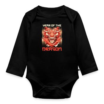 Year of the Dragon Chinese New Year - Organic Longsleeve Baby Bodysuit - black - Front