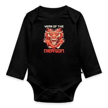 Year of the Dragon Chinese New Year - Organic Longsleeve Baby Bodysuit - black - Front