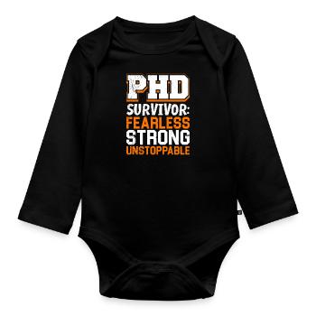 Thèse PH. D Survivant Intrépide Fort - Body Bébé bio manches longues - noir - Devant