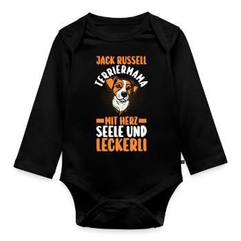 Hund Jacke Russell - Baby Bio-Langarm-Body - Schwarz - Vorne
