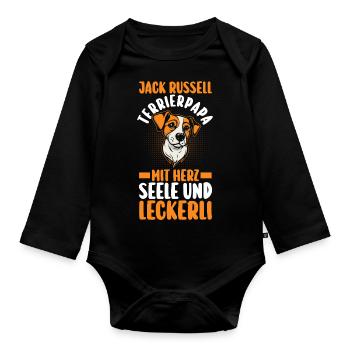 Hund Jacke Russell - Baby Bio-Langarm-Body - Schwarz - Vorne