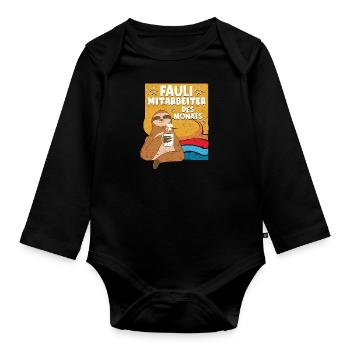 Fauler Kollege Fauli Mitarbeiter des Monats - Baby Bio-Langarm-Body - Schwarz - Vorne