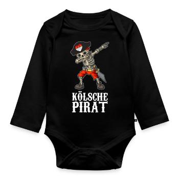 Carnaval Kölle Alaaf Dabbing Squelette Amusant avec Pirate - Body Bébé bio manches longues - noir - Devant