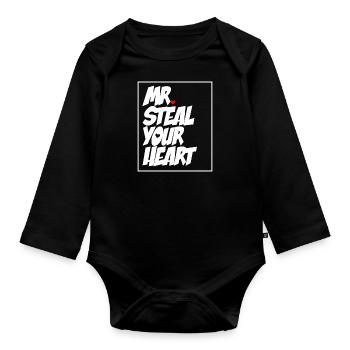 Mr steal your Heart - Saint Valentin - Body Bébé bio manches longues - noir - Devant