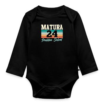 Matura 2024 PROBLEM SOLVED Schulabschluss - Baby Bio-Langarm-Body - Schwarz - Vorne