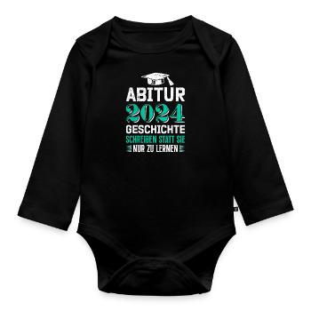Abitur 2024 Abi Geschichte Schreiben Statt Lernen - Baby Bio-Langarm-Body - Schwarz - Vorne