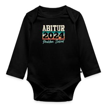 Abitur 2024 Problem Solved Abiturienten Lustiges - Baby Bio-Langarm-Body - Schwarz - Vorne