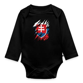 Slovaquie drapeau slovaque vintage drapeau slovaque - Body Bébé bio manches longues - noir - Devant