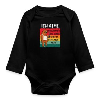Faule Mitarbeiter Ich Atme Produktiver wirds Nicht - Baby Bio-Langarm-Body - Schwarz - Vorne