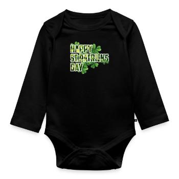 Joyeuse Saint-Patrick - Shamrock Design - Body Bébé bio manches longues - noir - Devant